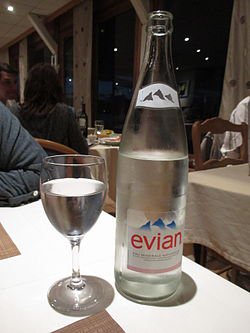 evian glass bottle